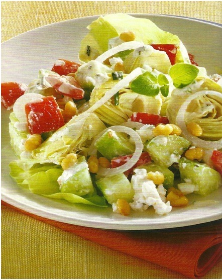 Salada grega de alcachofras 
