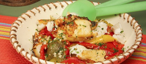 Salada de Bacalhau Assado com Pimentos  